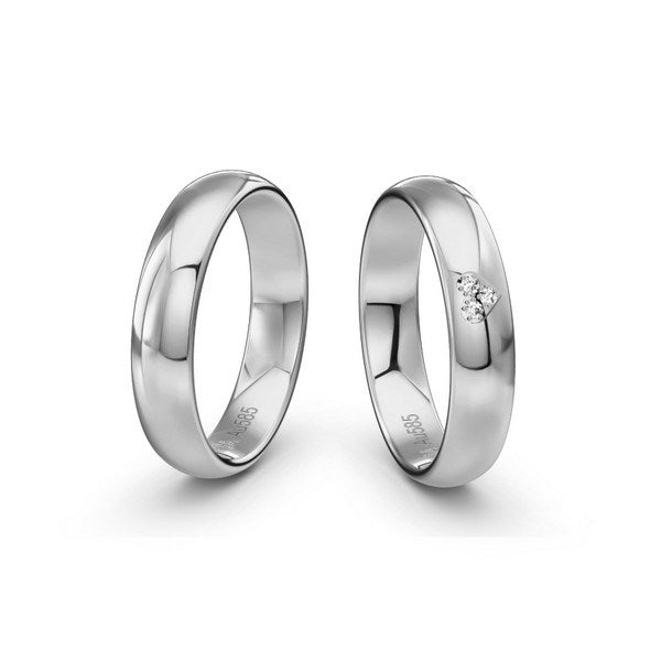 Romantiske Siersbøl vielsesringe i 14 karat hvidguld med 0,021 ct diamanter i hjerte-mønster fra Siersbøl Wedding.